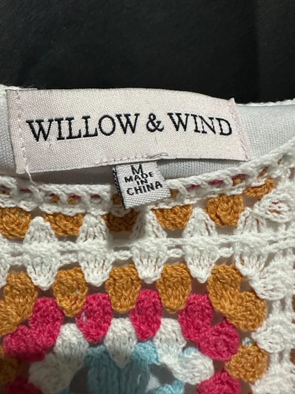 Crochet Willow & Wind Multicolor Slip Dress Size M 70s Style Festival - Picture 7 of 9